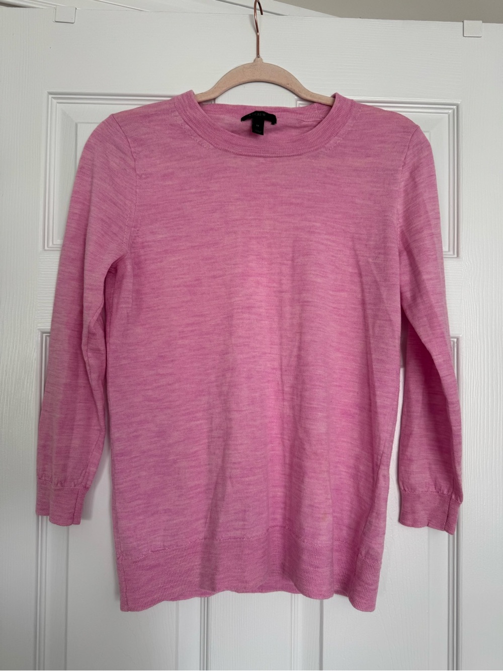 J. Crew Soft Heathered Pink Crewneck Merino Wool Sweater